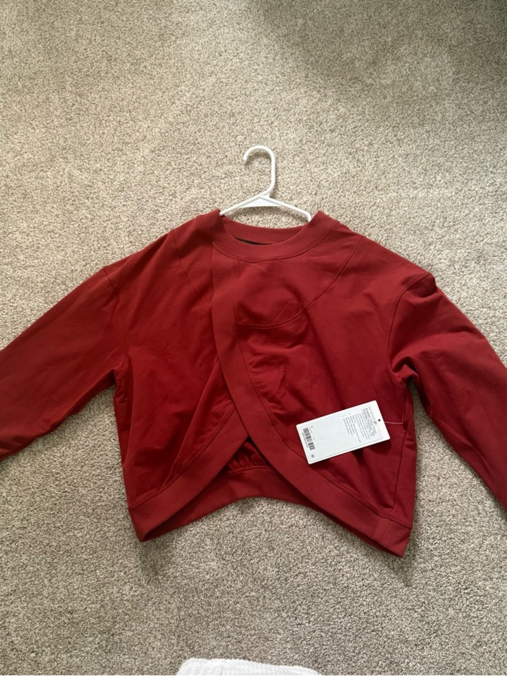 NWT lululemon athletica Red Cropped Cross-Front pullover sz 4
